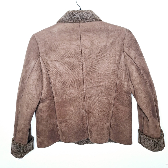 Landsend brand "The Sherpa in Chocolate" Sherpa lined bomber jacket. - Picture 2 of 8